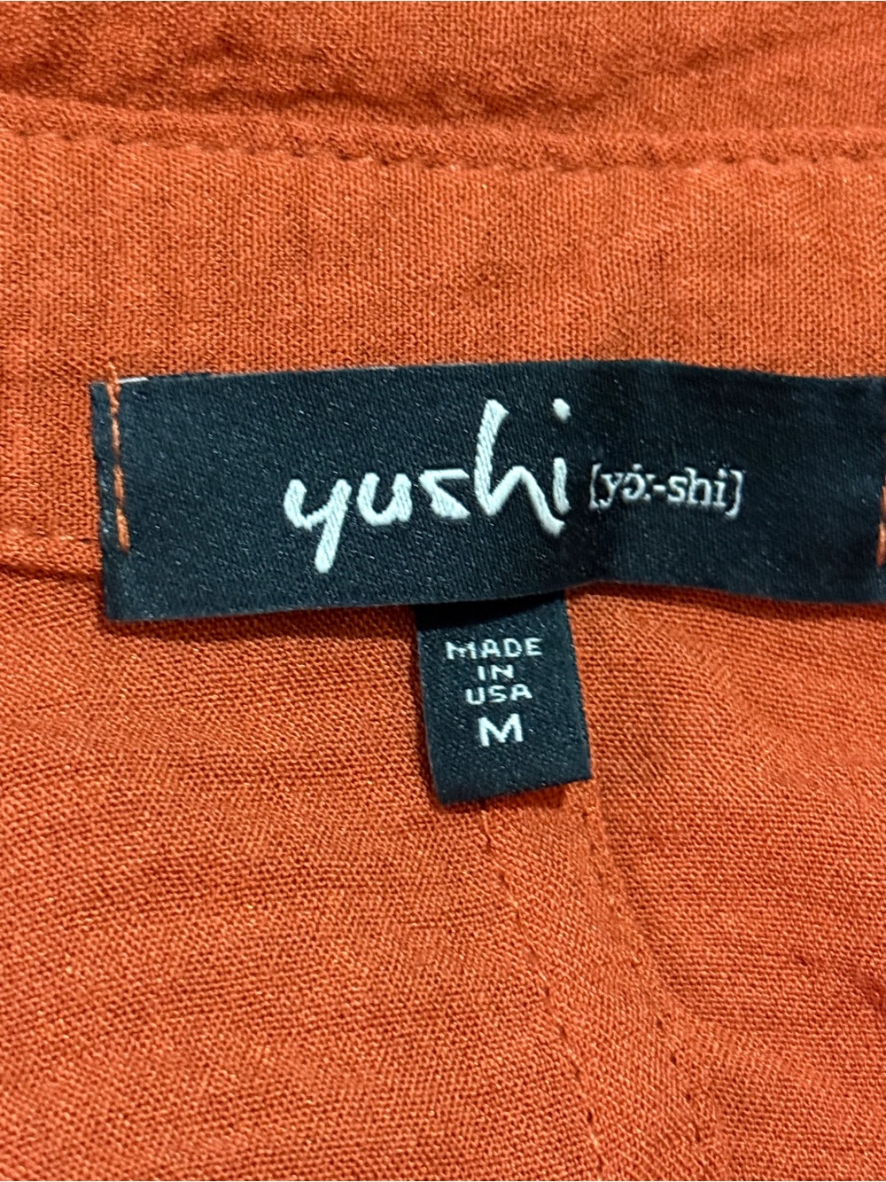 Yushi Burnt Orange Collared Button-Accent Tunic Top. Sz M. - Picture 7 of 8
